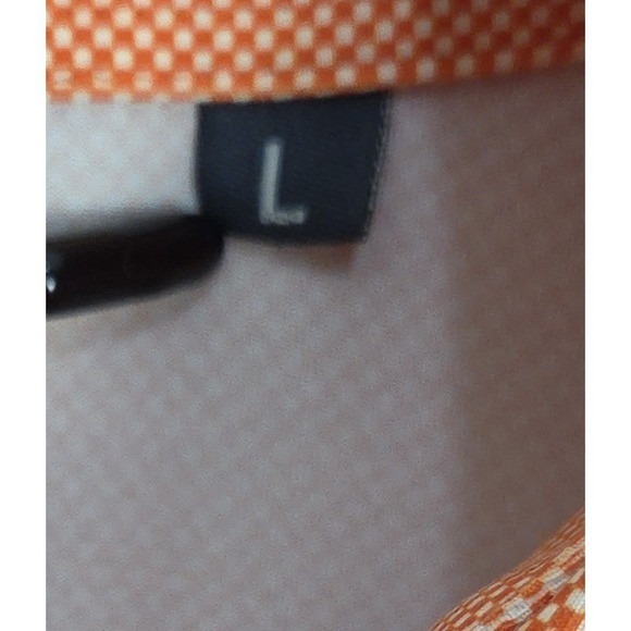Turtleson Men's Golf Polo Shirt Large Orange Checkered Print Performance Stretch - Picture 8 of 9